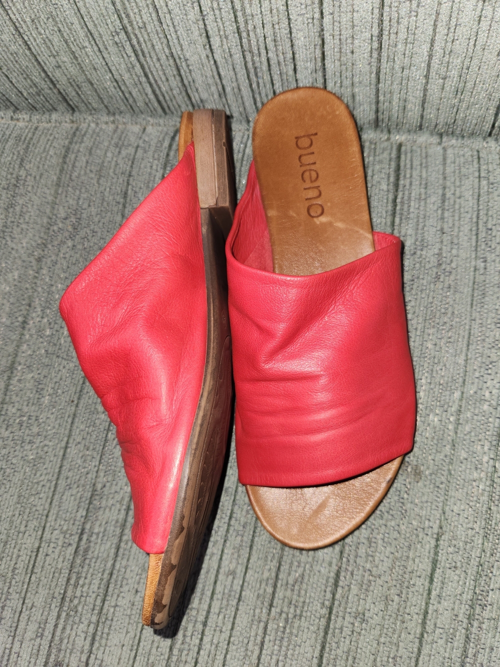 🍉Bueno Red Leather Slide Sandals